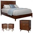 Home Square 4 Piece Set with Nightstand  Full Size King Panel Bed & Accent Chest