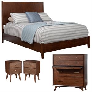 Home Square 4 Piece Set with Nightstand King Panel Bed and 4-Drawer Accent Chest