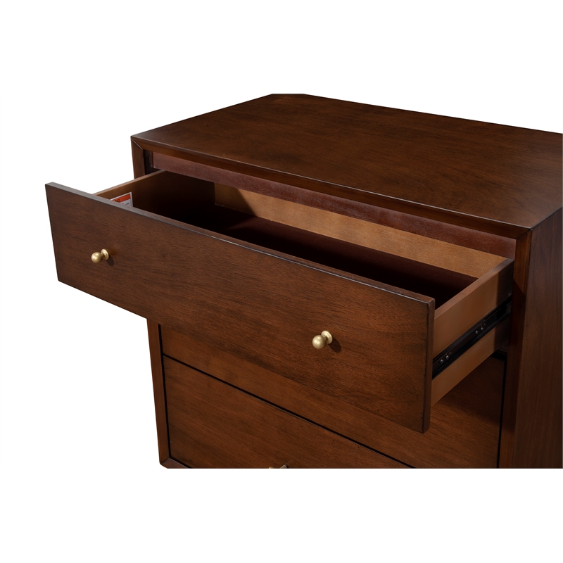 Home Square 2 Piece Set with Nightstand and Accent Chest in Walnut (Brown)