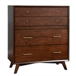 Home Square 2 Piece Set with Nightstand and 4-Drawer Accent Chest in Walnut