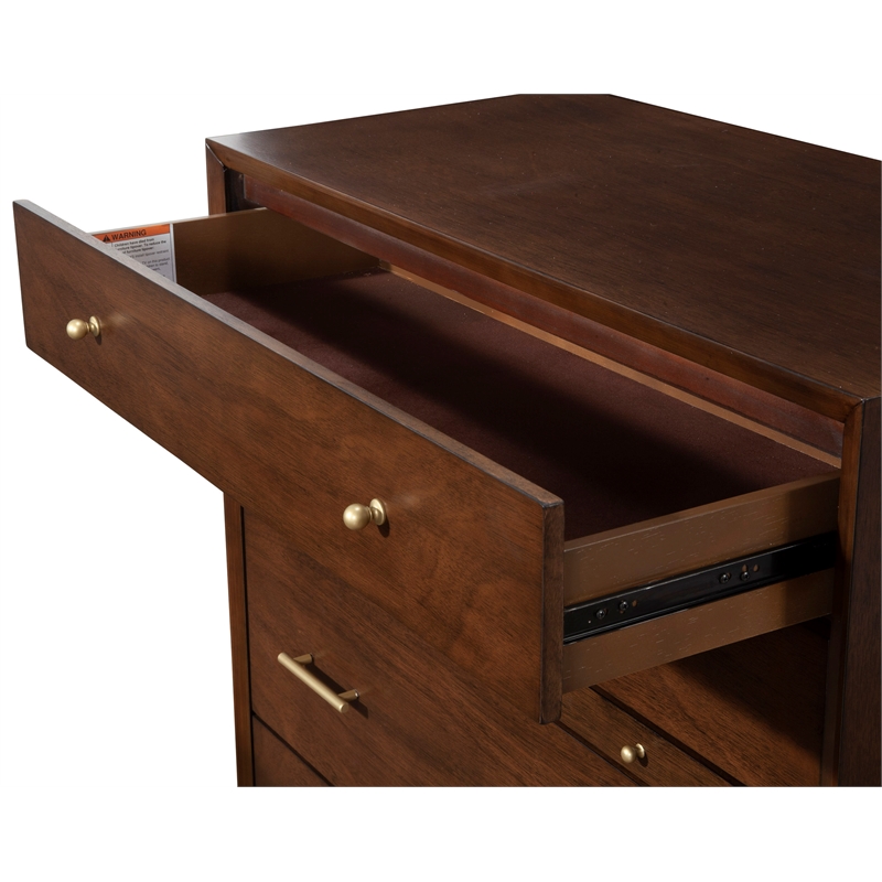 Home Square 2 Piece Set with Nightstand and 4-Drawer Accent Chest in Walnut