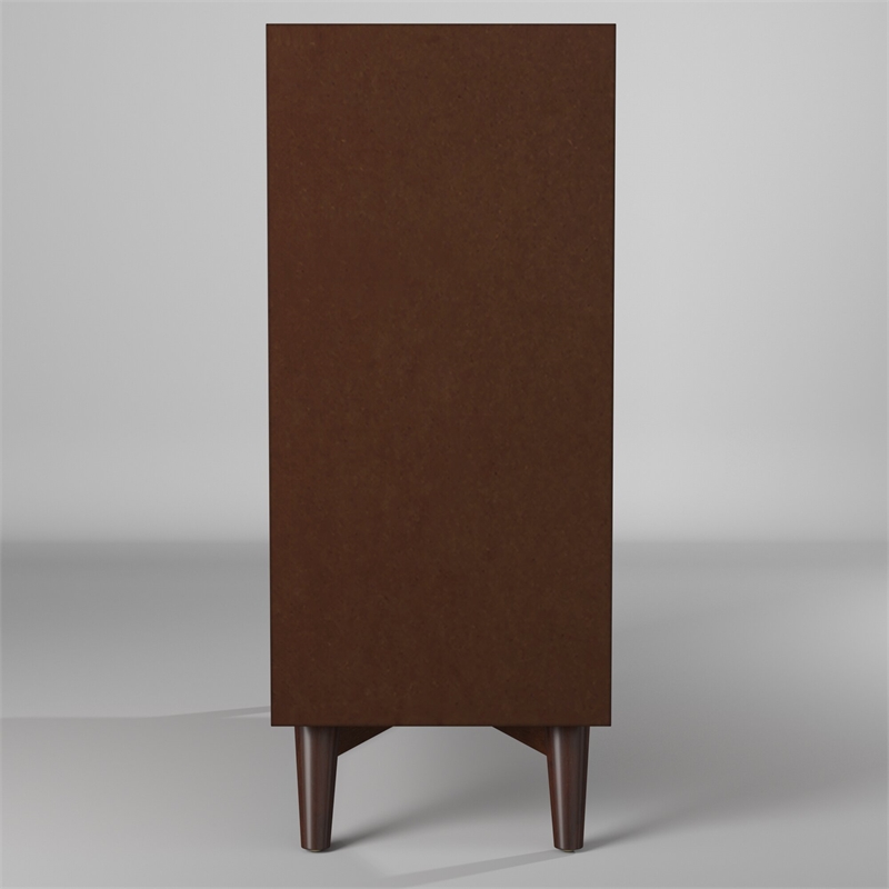 Home Square 3 Piece Set with Nightstand and 4-Drawer Accent Chest in Walnut