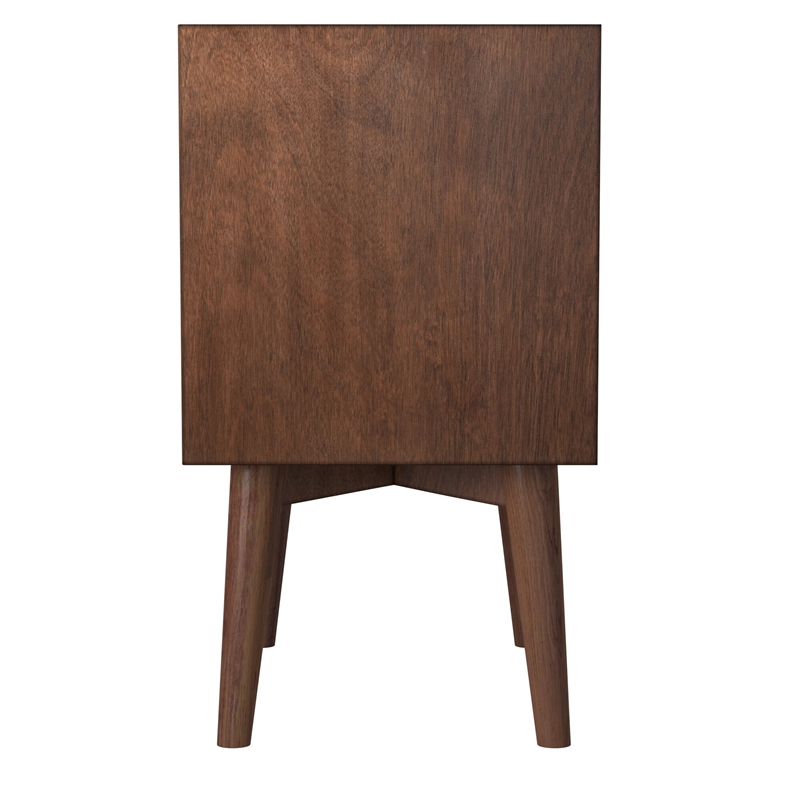 Home Square 3 Piece Set with Nightstand and 4-Drawer Accent Chest in Walnut