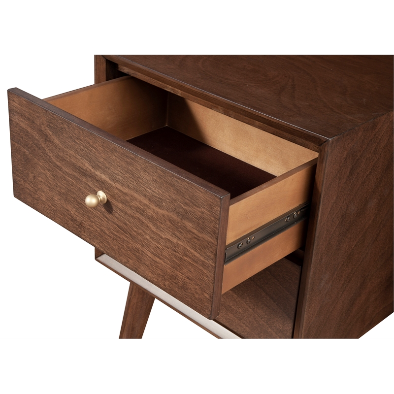 Home Square 3 Piece Set with Nightstand and 4-Drawer Accent Chest in Walnut