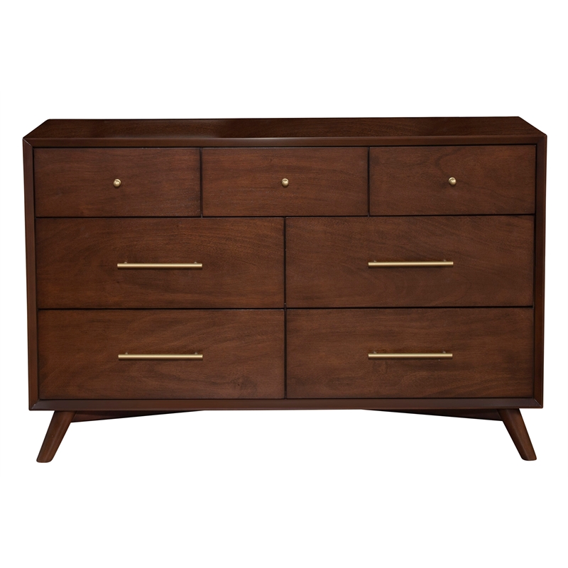 Home Square 2 Piece Set with Dresser and 4-Drawer Accent Chest in Walnut (Brown)