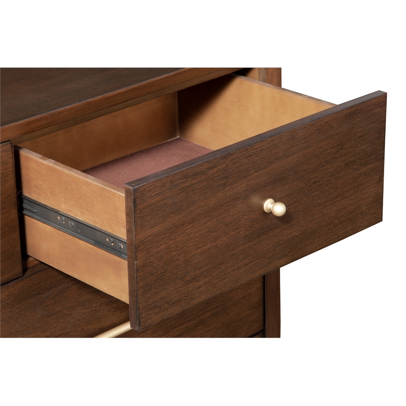 Home Square 2 Piece Set with Dresser and 4-Drawer Accent Chest in Walnut (Brown)