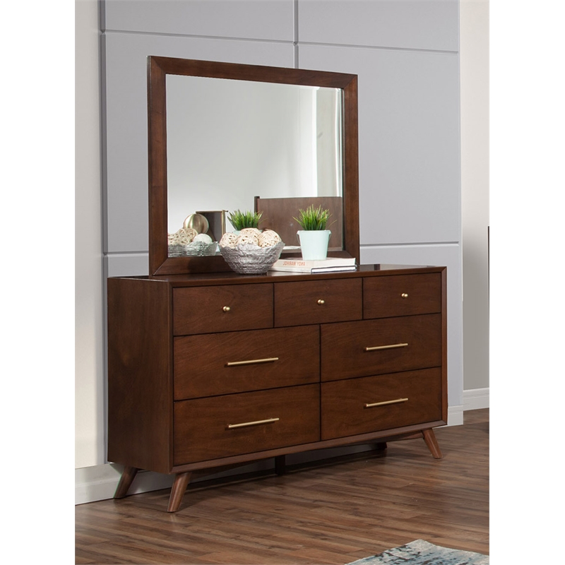 Home Square 2 Piece Set with Dresser and 4-Drawer Accent Chest in Walnut (Brown)