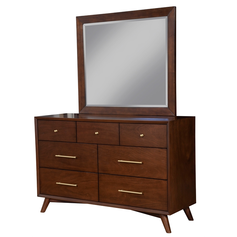 Home Square 2 Piece Set with Dresser and 4-Drawer Accent Chest in Walnut (Brown)