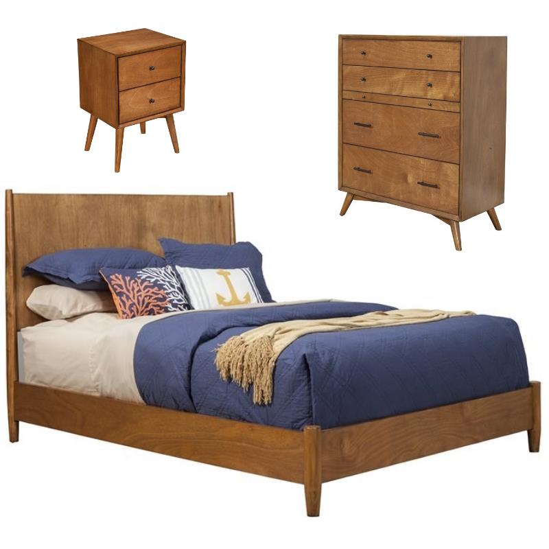 Home Square 3 Piece Set with Chest Standard King Wood Panel Bed & Nightstand