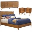 Home Square 4 Piece Set with TV Console Queen Wood Panel Bed & Nightstand