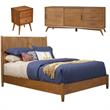 Home Square 3 Piece Set with TV Console Queen Wood Panel Bed & Nightstand