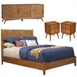 Home Square 4 Piece Set with TV Console King Wood Panel Bed & Nightstand