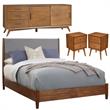 Home Square 4 Piece Set with Large TV Console Queen Panel Bed & Nightstand