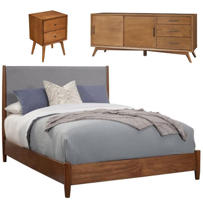 Home Square 3 Piece Furniture Set with TV Console Queen Panel Bed & Nightstand