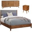 Home Square 3 Piece Set with TV Console King Wood Panel Bed & Nightstand