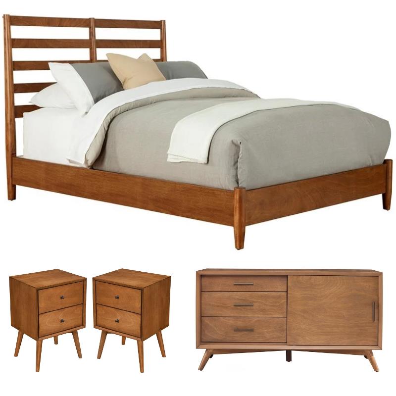 Home Square 4 Piece Set with Small TV Console Standard King Bed & Nightstand