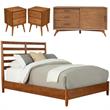 Home Square 4 Piece Set with Small TV Console Full Wood Bed & Nightstand