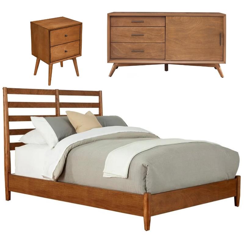 Home Square 3 Piece Set with Small TV Console Standard King Bed & Nightstand