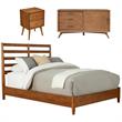 Home Square 3 Piece Set with Small TV Console Full Wood Bed & Nightstand