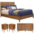 Home Square 4 Piece Set with Small TV Console Queen Wood Panel Bed & Nightstand