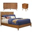 Home Square 3 Piece Set with Small TV Console Queen Wood Panel Bed & Nightstand