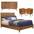 Home Square 4 Piece Set with Small TV Console King Wood Panel Bed & Nightstand