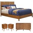 Home Square 4 Piece Set with Small TV Console Full Size Panel Bed & Nightstand