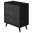 Home Square 3 Piece Set with 2-Drawer Nightstand & 3-Drawer Small Chest in Black