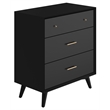 Home Square 3 Piece Set with 2-Drawer Nightstand & 3-Drawer Small Chest in Black