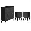 Home Square 3 Piece Set with 2-Drawer Nightstand & Multifunction Chest in Black