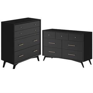 Home Square 2 Piece Set with 7-Drawer Dresser & Multifunction Chest in Black