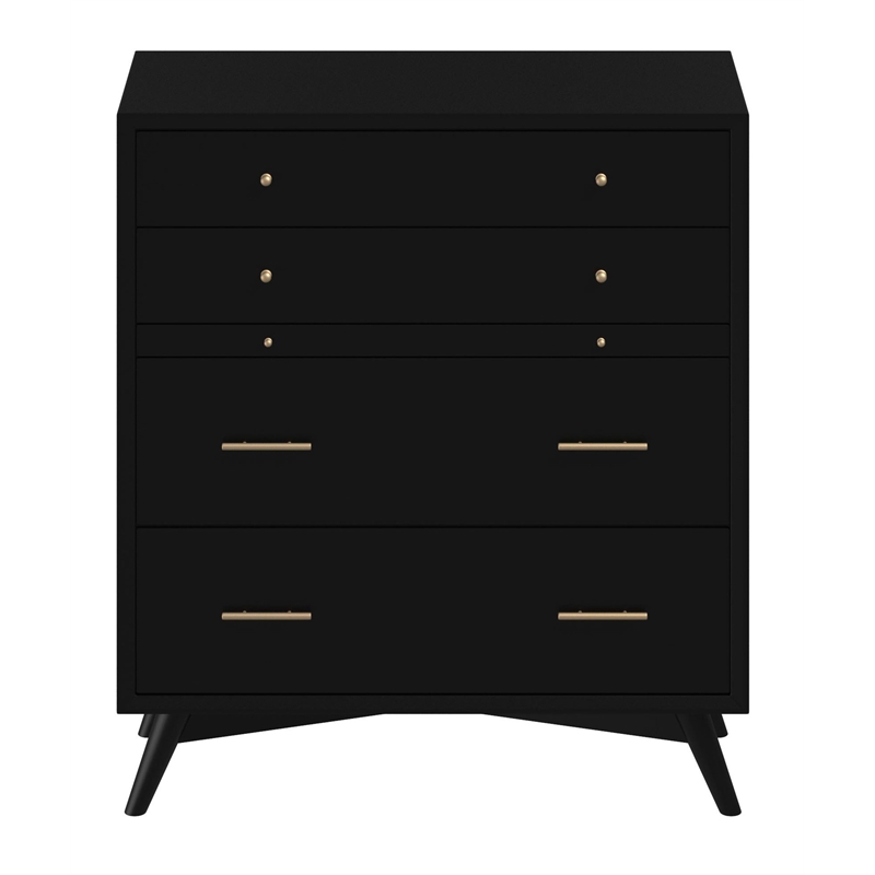 Home Square 2 Piece Set with TV Console and Multifunction Chest in Black