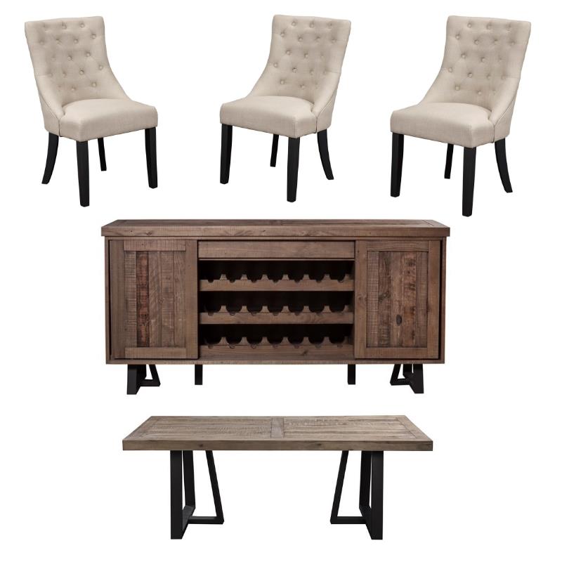 Home Square 5 Piece Set with Dining Table Dining Side Chairs & Dining Sideboard