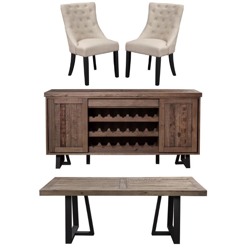 Home Square 4 Piece Set with Dining Table Dining Side Chairs & Dining Sideboard