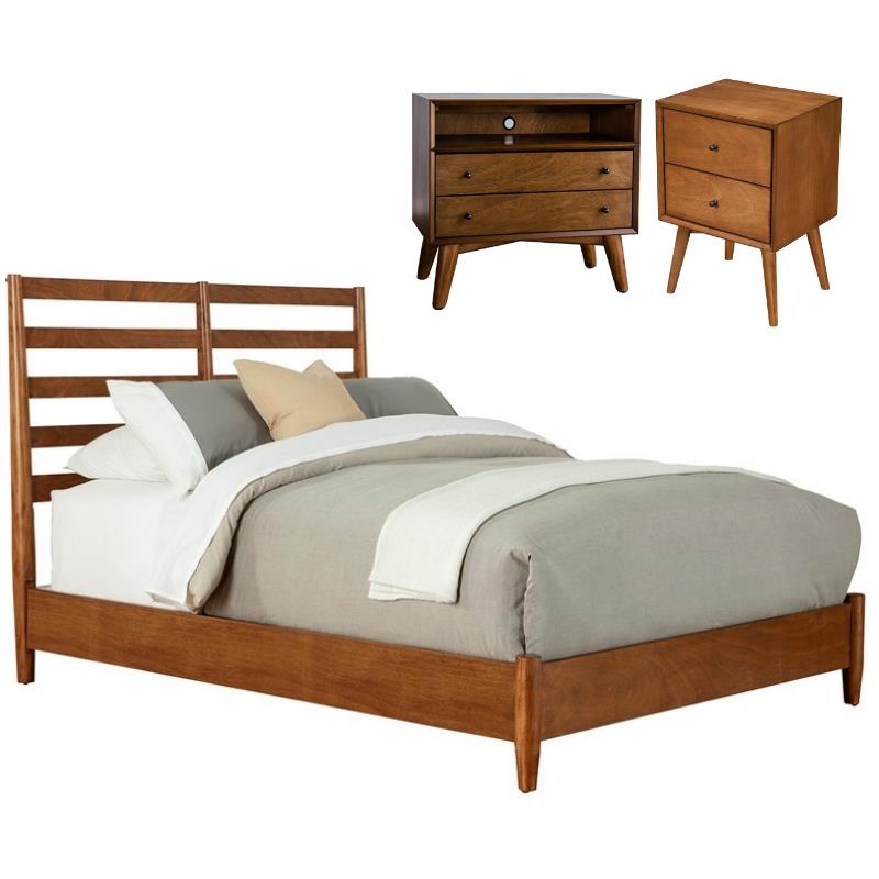 Home Square 3 Piece Set with Large Nightstand Full Bed and 2-Drawer Nightstand