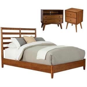 Home Square 3 Piece Set with Large Nightstand Full Bed and 2-Drawer Nightstand