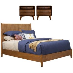 Home Square 3 Piece Set with California King Panel Bed and  2-Drawer Nightstand