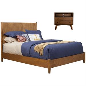 Home Square 2 Piece Set with California King Panel Bed and  2-Drawer Nightstand