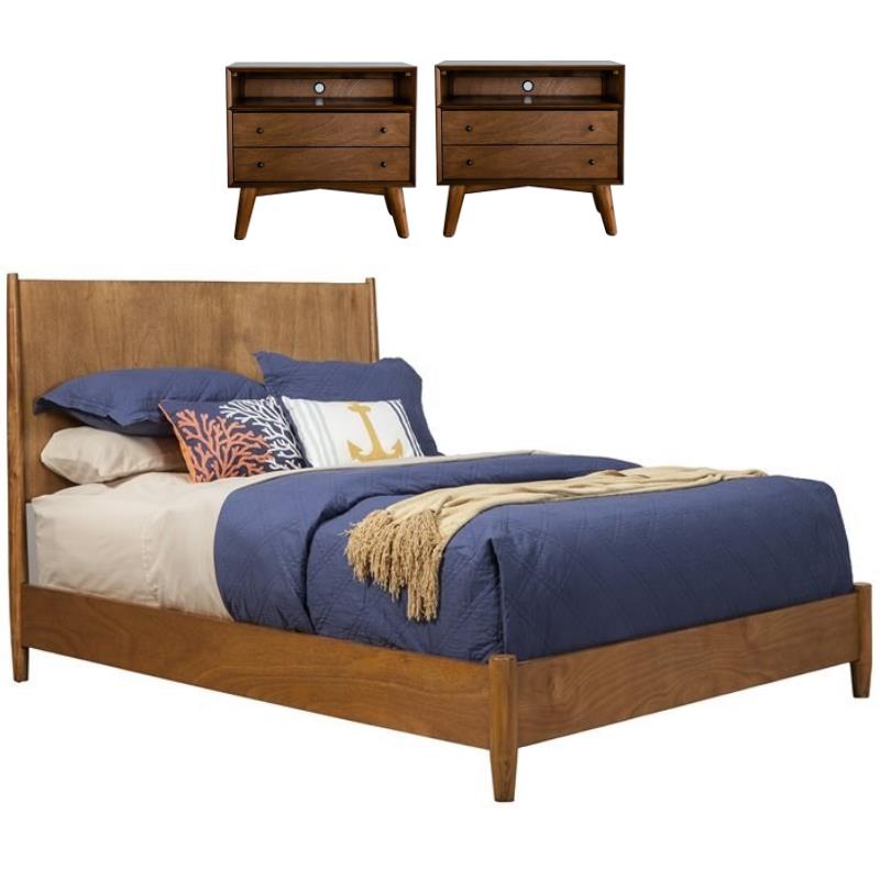 Home Square 3 Piece Set with Full Size Panel Bed and 2-Drawer Nightstand