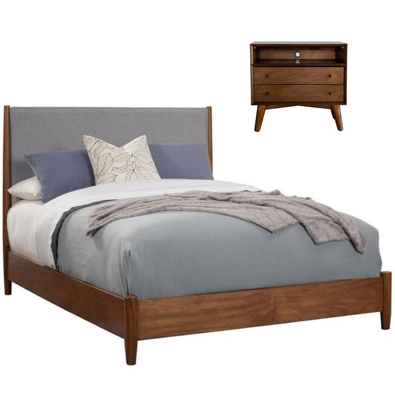 Home Square 2 Piece Furniture Set with Queen Panel Bed and 2-Drawer Nightstand