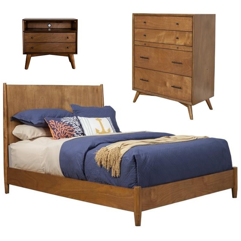 Home Square 3 Piece Set with Chest Full Size Panel Bed and 2-Drawer Nightstand