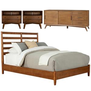 Home Square 4 Piece Set with TV Console Standard King Bed and Nightstand