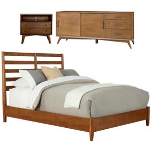 Home Square 3 Piece Furniture Set with TV Console Full Bed & Large Nightstand