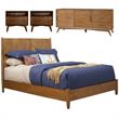Home Square 4 Piece Set with TV Console King Panel Bed & 2 Nightstands in Acorn