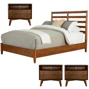 Home Square 4 Piece Furniture Set with Standard King Bed & 3 Large Nightstands
