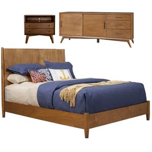 Home Square 3 Piece Set with TV Console King Panel Bed & 2 Nightstands