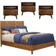Home Square 4 Piece Set with Standard King Panel Bed and 3 Large Nightstands