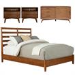 Home Square 4 Piece Set with TV Console Standard King Panel Bed and Nightstand