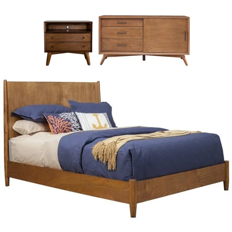 Home Square 3 Piece Set with Small TV Console King Panel Bed & Large Nightstand