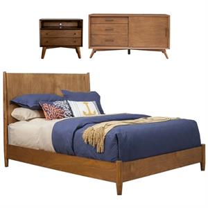 Home Square 3 Piece Set with Small TV Console King Panel Bed & Large Nightstand